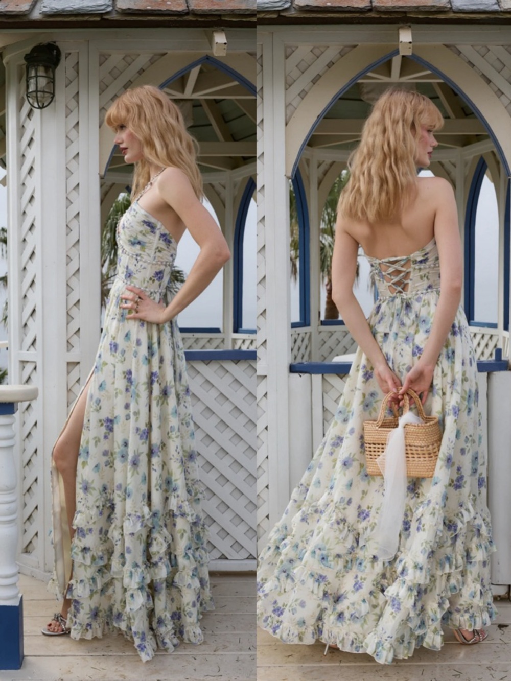 V. Chapman The Scarlette Dress in Blue Watercolor Floral Size 2 NEW! with tags!